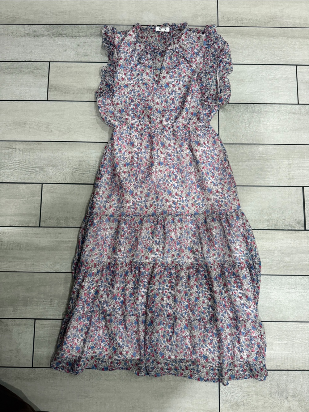 Steve Madden Floral Maxi Skirt in Blue and Pink